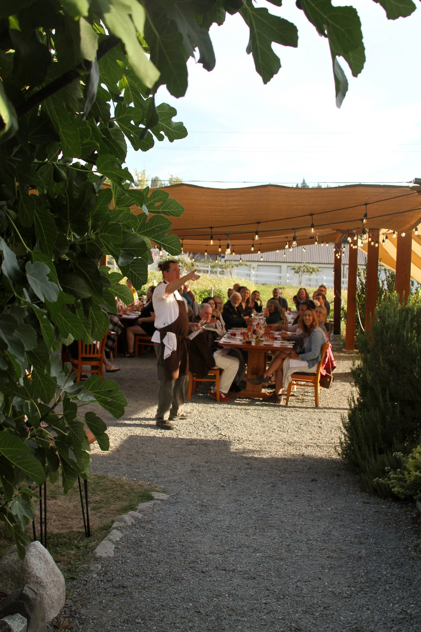 Owner and Chef Vincent speaking to dining customers