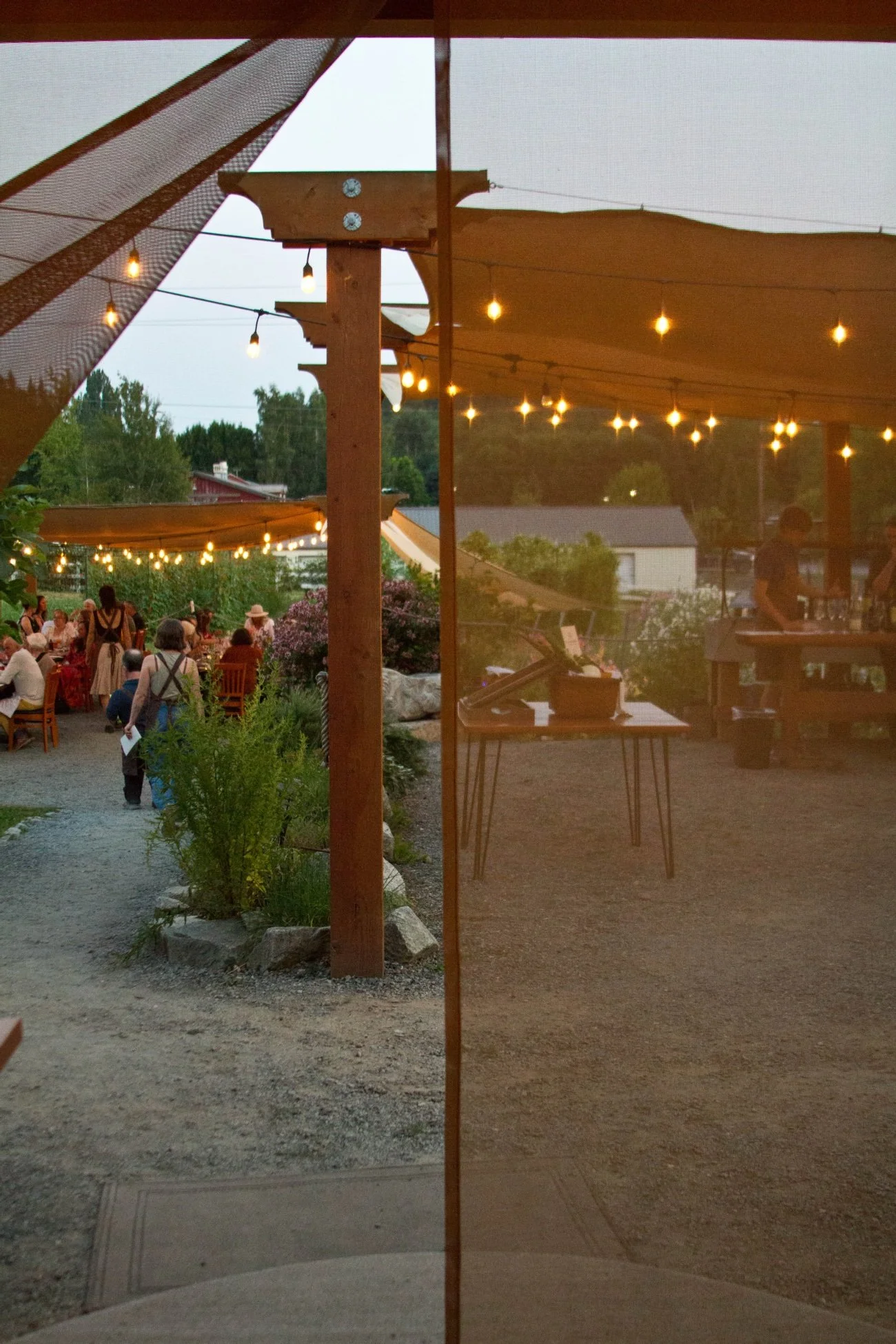 sunset lighting of inside Orchard Kitchen restaurant