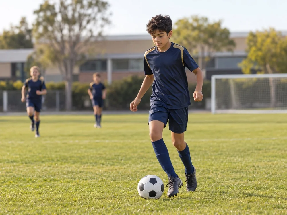 School PE kit worn during football practice