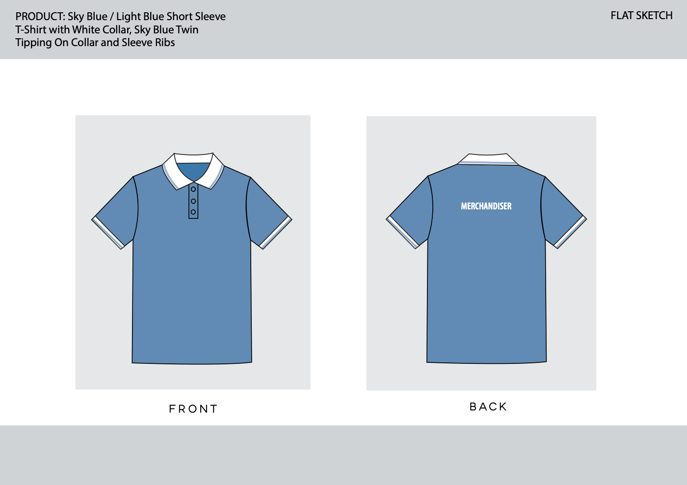 Sky blue / white collar polo design artwork