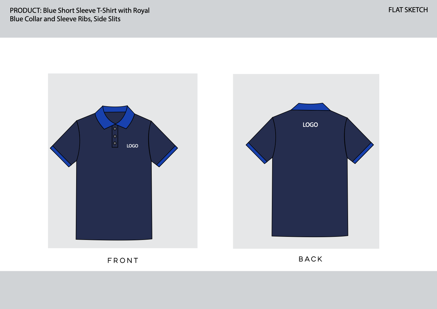 Navy / royal-blue trims polo design artwork