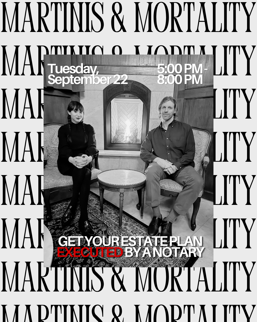 Martinis & Mortality event graphic