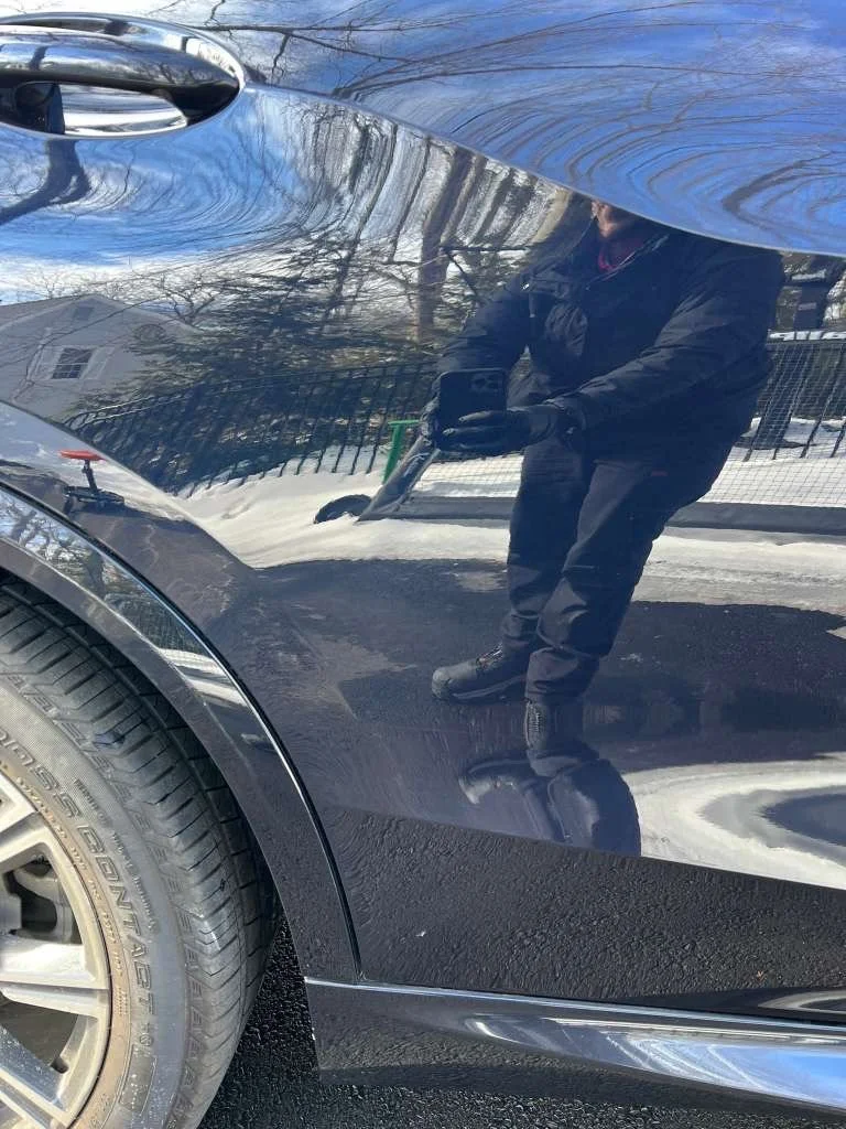 Flawless car door after scratch repair