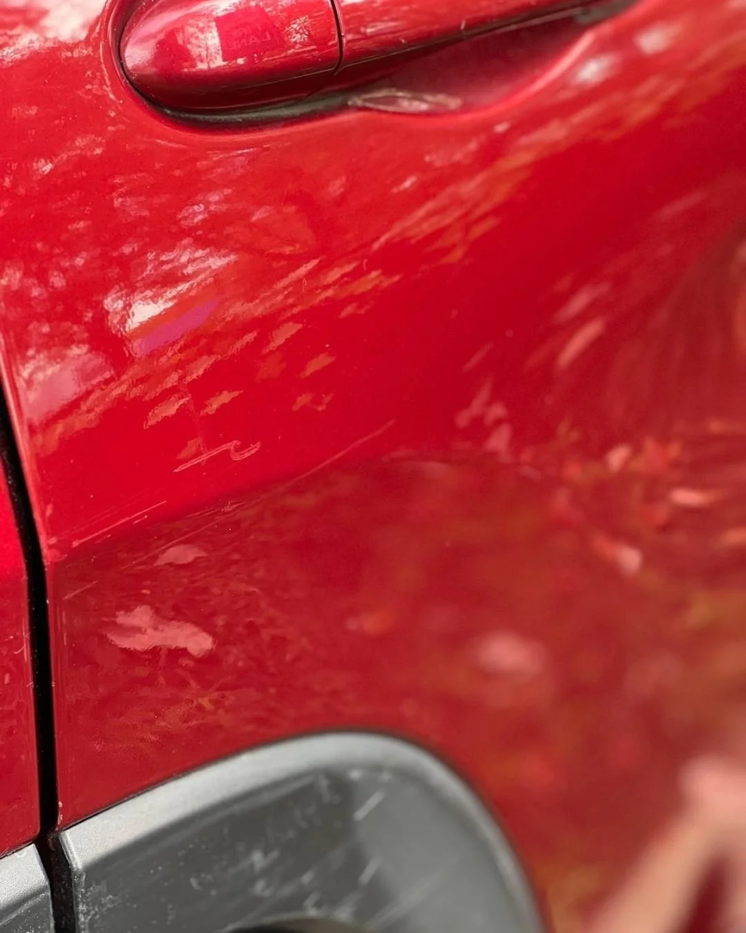 Flawless car door after scratch repair