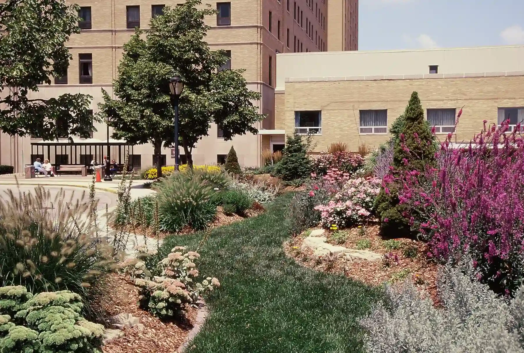 Healing garden landscape design at St. Johns Hospital by Green View in Springfield, IL