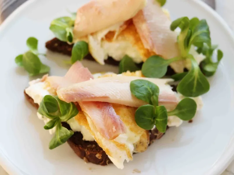 Egg White Omelette with Smoked Trout