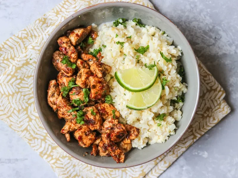 Jerk Chicken with Coconut Cauliflower Rice