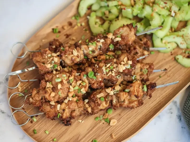 Marinated Peanut Sauce Chicken Skewers