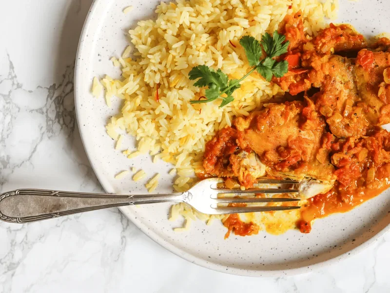 Simple Chicken Curry with Saffron Rice