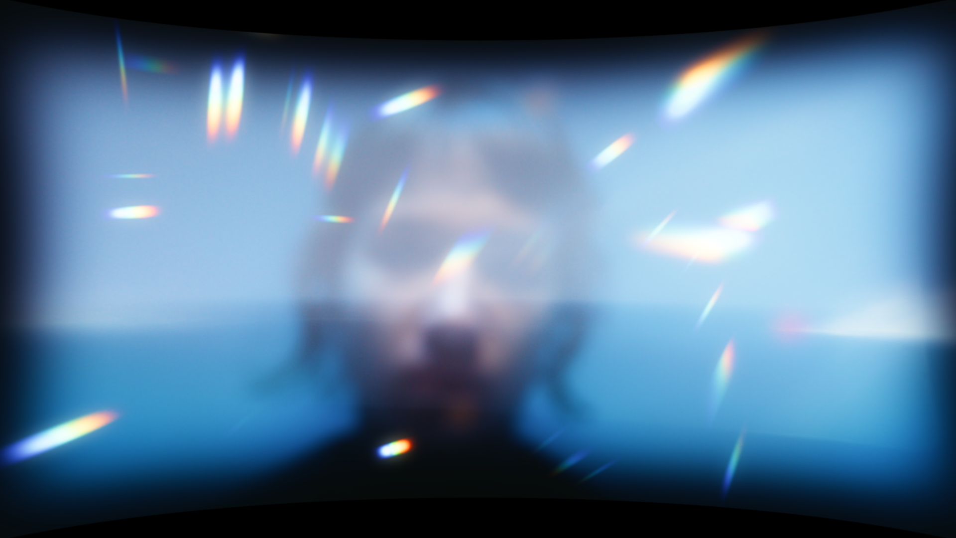 An abstract refracted face in blue light