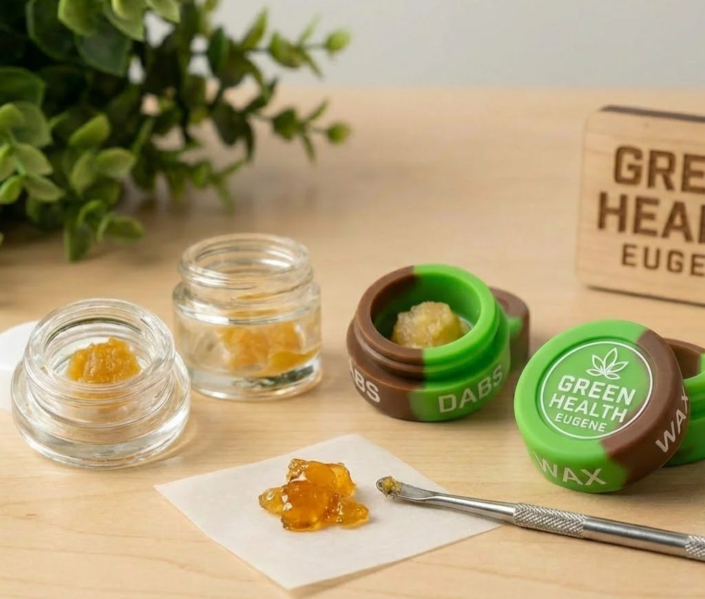 Cannabis concentrates dabs wax med rec Green Health Eugene Hwy 99