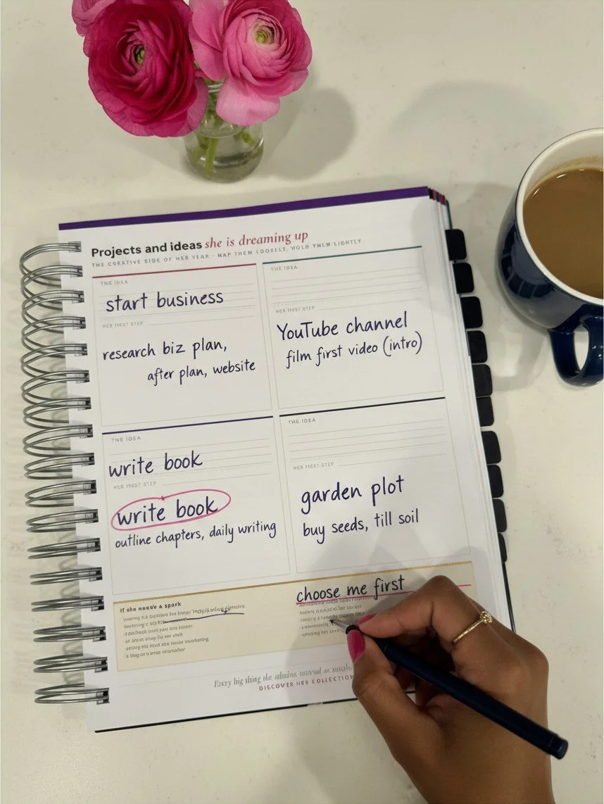 A handwritten Projects and ideas she is dreaming up page in The Year of You planner