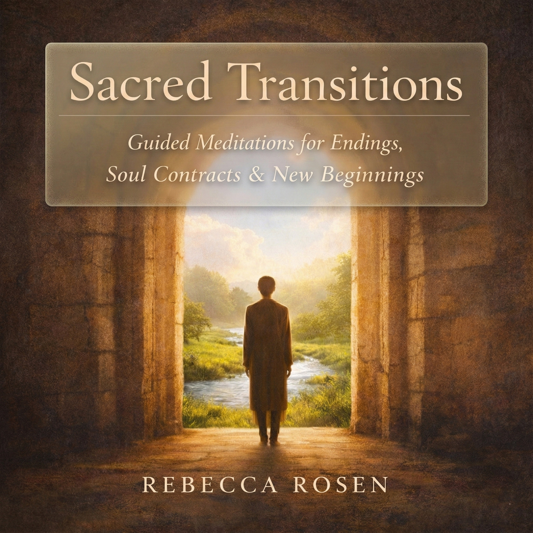 Sacred Transitions guided meditation series cover art — a visual for a 11-part audio series on endings, soul contracts, and new beginnings