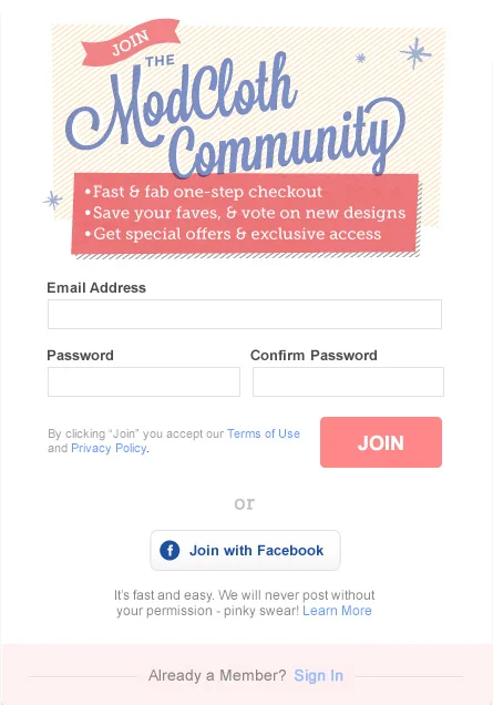 ModCloth Community Registration