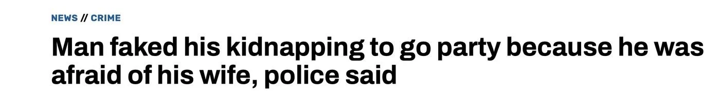 Headline about the fake kidnapping