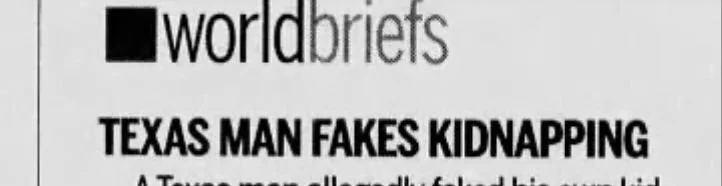 Headline about the fake kidnapping