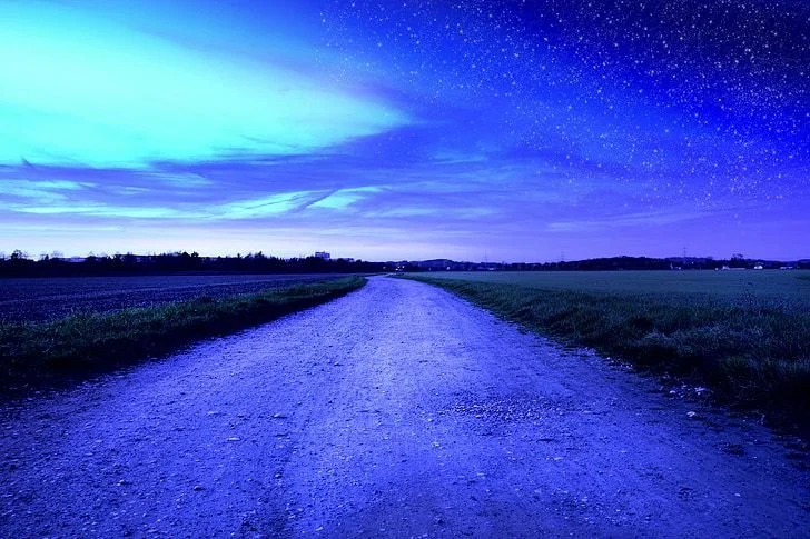 A rural road at dusk