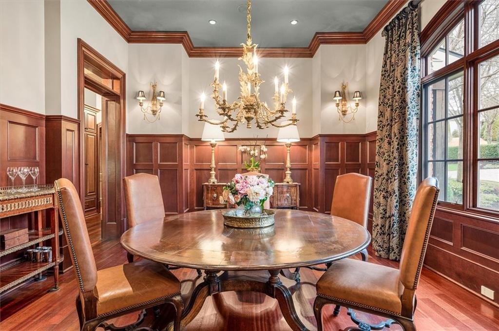 Formal dining area at 13940 Haystack Lane with luxury decor
