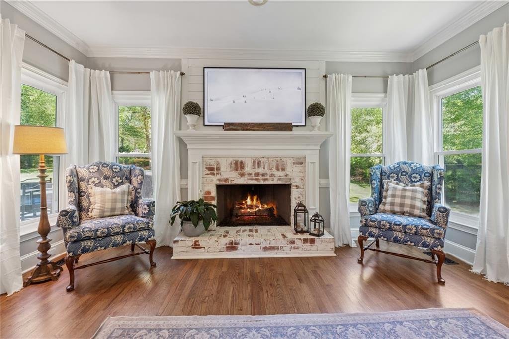 Unique pellet stove feature inside 590 Kensington Farms Drive’s cozy living space