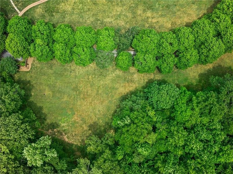 Aerial view of 1996 Long Hollow Lane estate with surrounding greenery