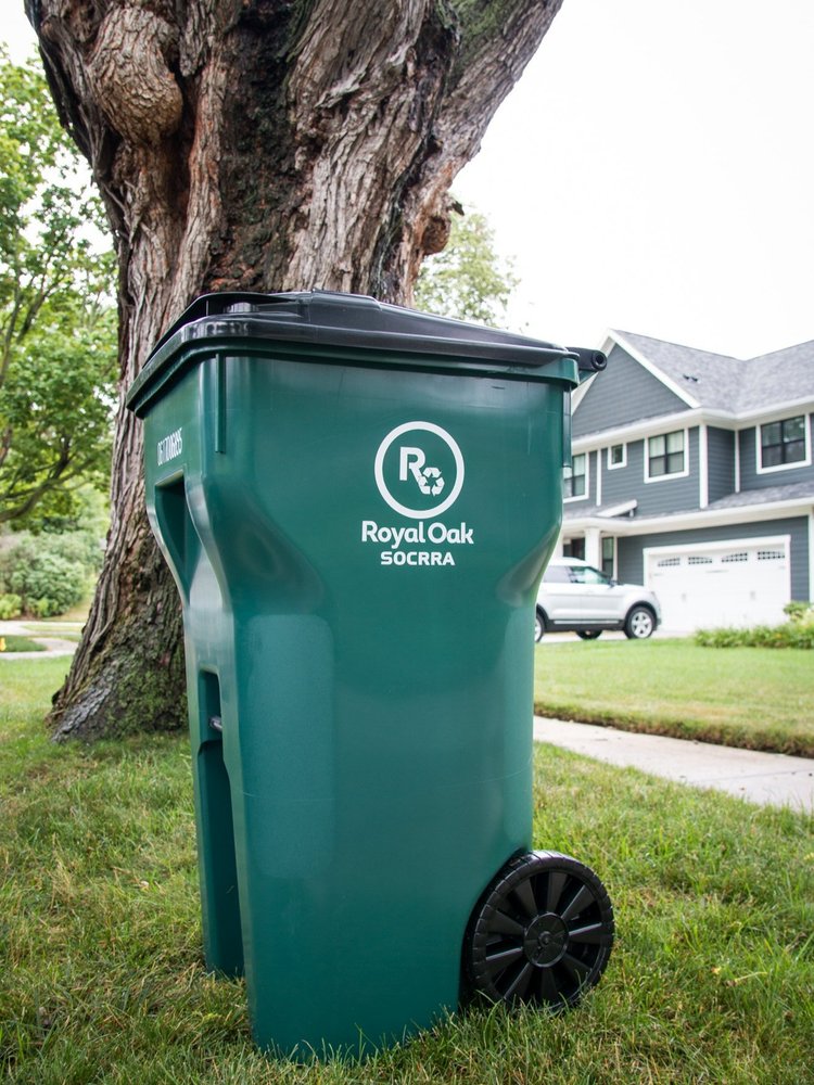 Recycling bin on easement