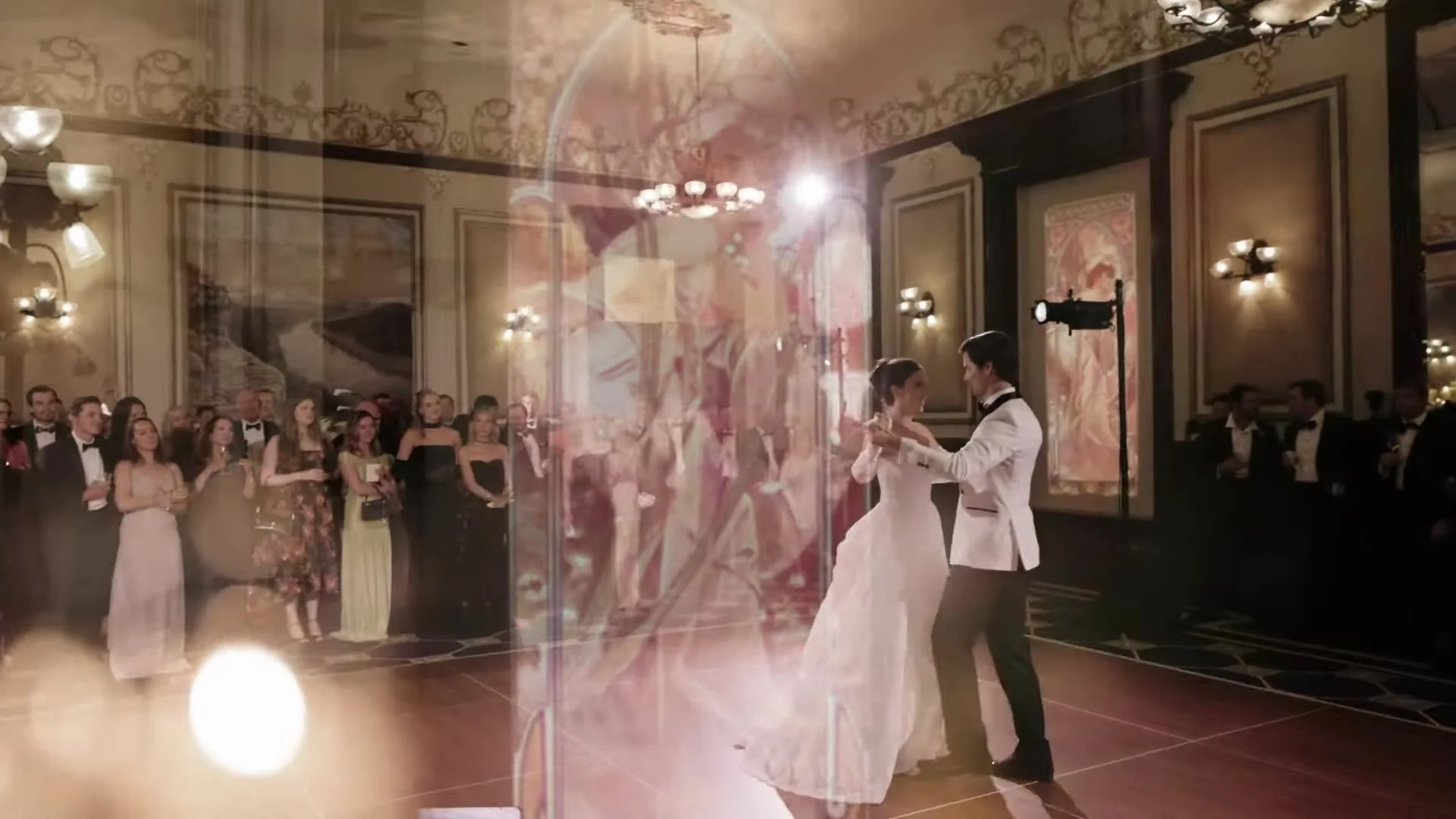 Grant and Anna first dance in the ballroom at The Driskill Hotel in Austin, Texas