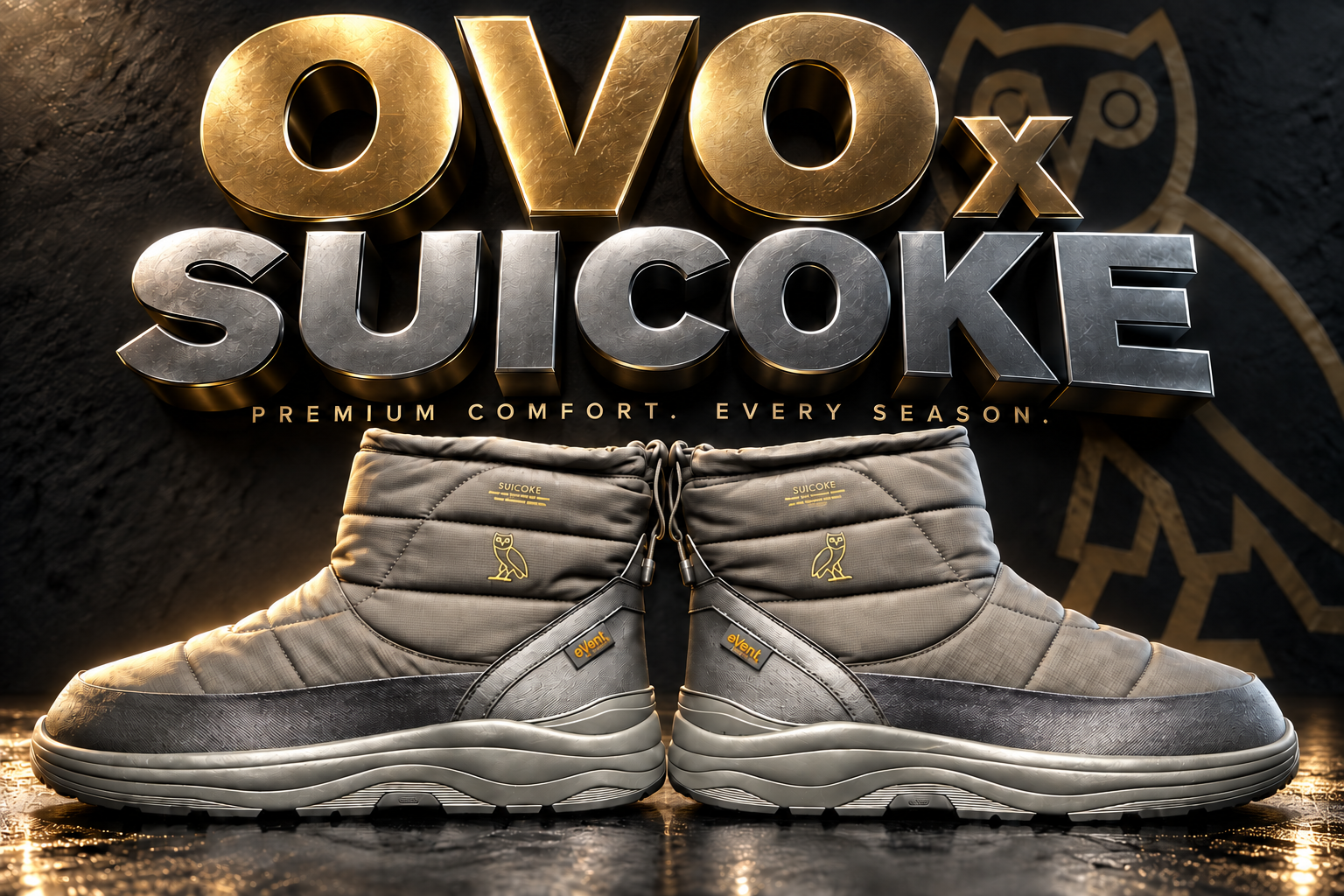 OVO x Suicoke boots promotional artwork