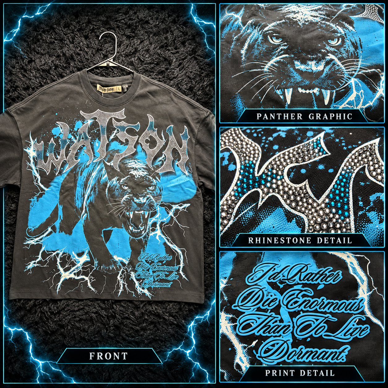 WATSON Panther Premium Cropped Shirt stylized detail collage