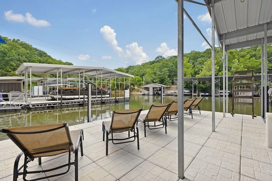 Covered dock lounge area