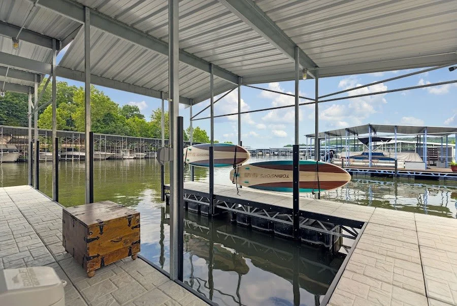 Hot tub on covered dock