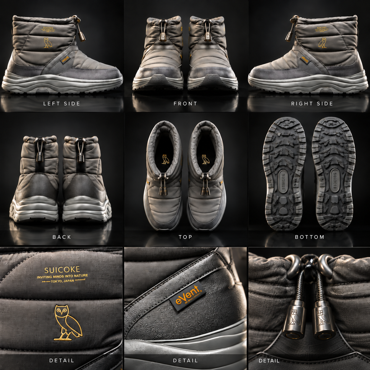 Stylized OVO x Suicoke boots collage