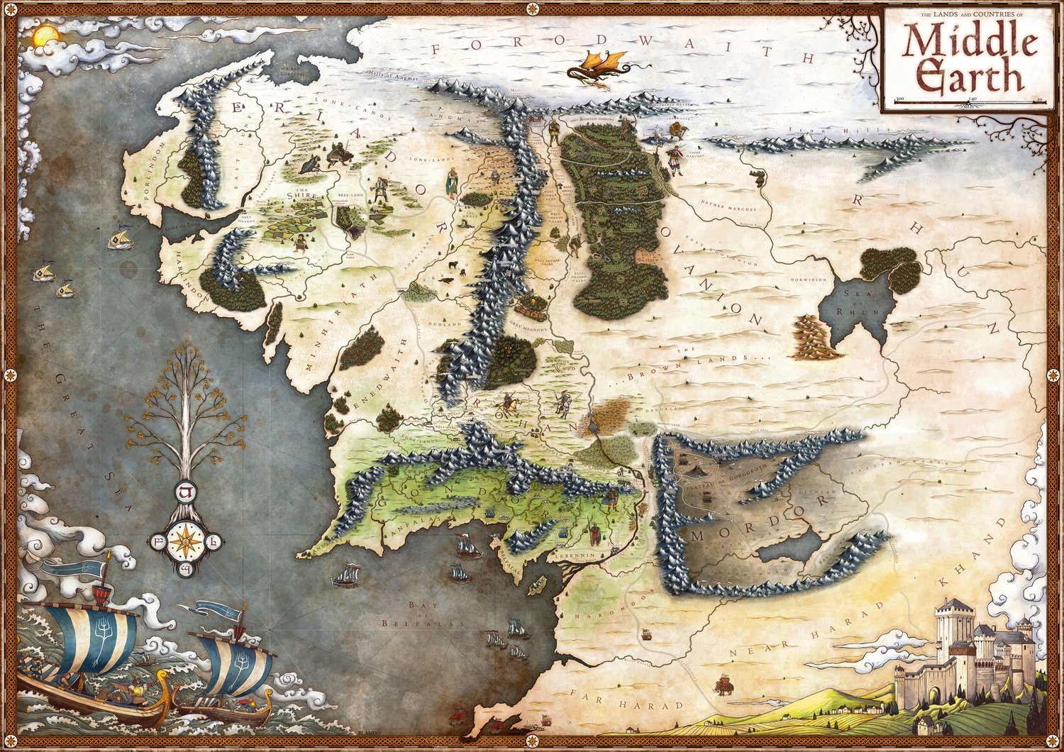 Читать средиземье. Карта Middle Earth. География Средиземья Толкиена.