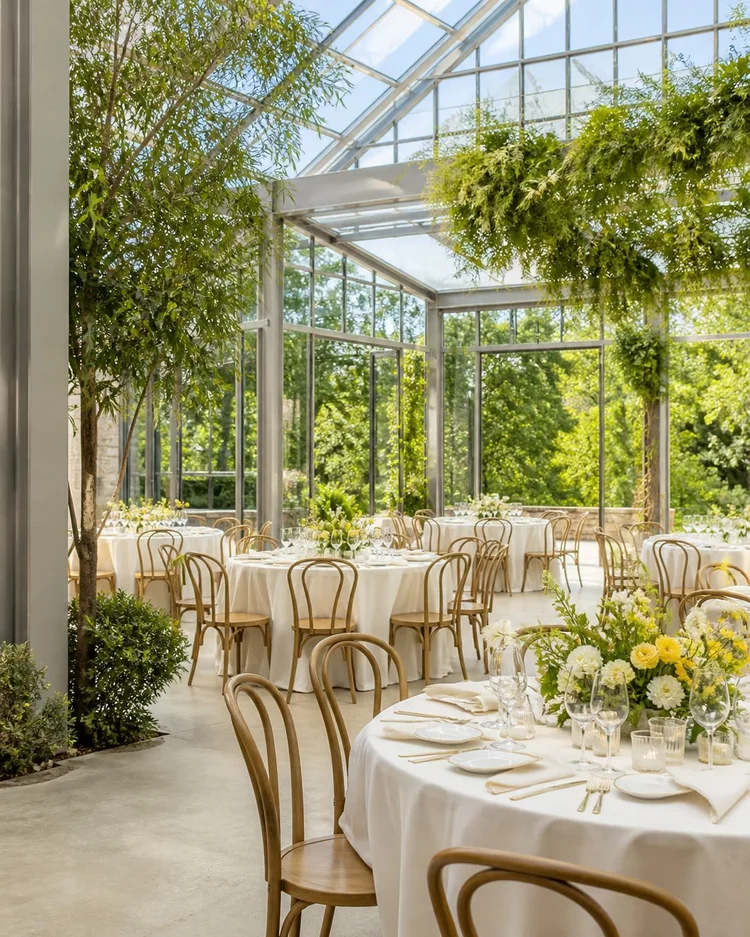 Light-filled glass conservatory wedding venue