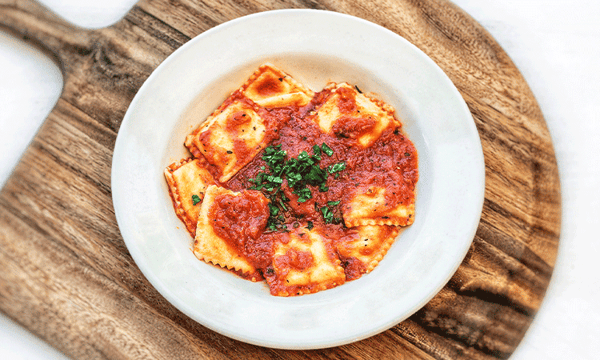 Ravioli with marinara