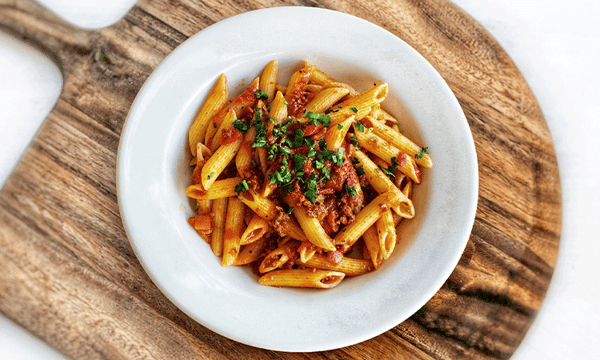 Penne with meat sauce
