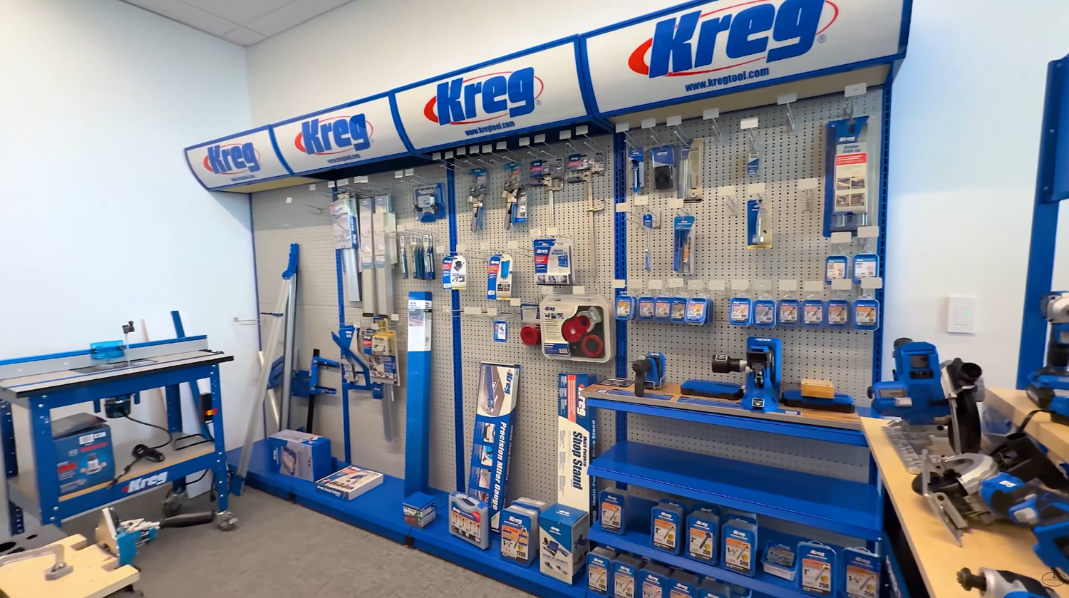 Room at Kreg Tool holding every Kreg tool sold, used by customer service reps to answer caller questions hands on