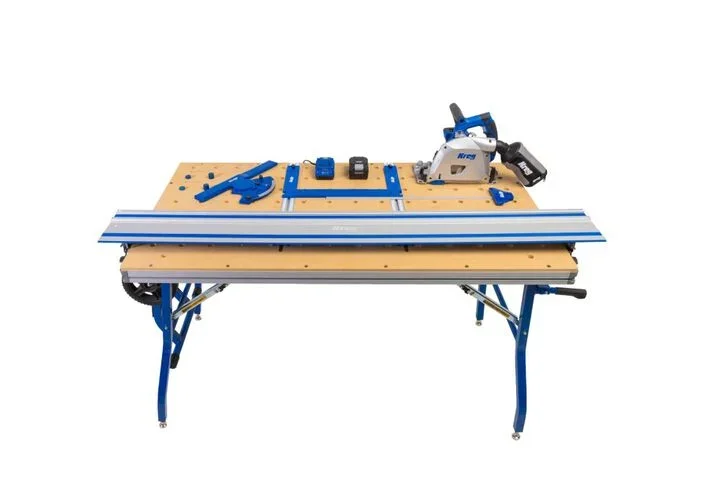 Kreg Ionic Drive Adaptive Cutting System Master Kit ACSCT3000B cordless track saw with Project Table