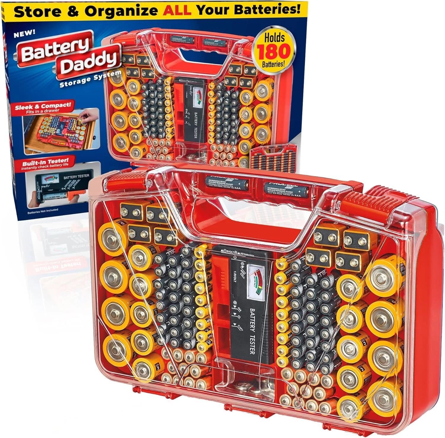 Battery Daddy battery organizer with tester