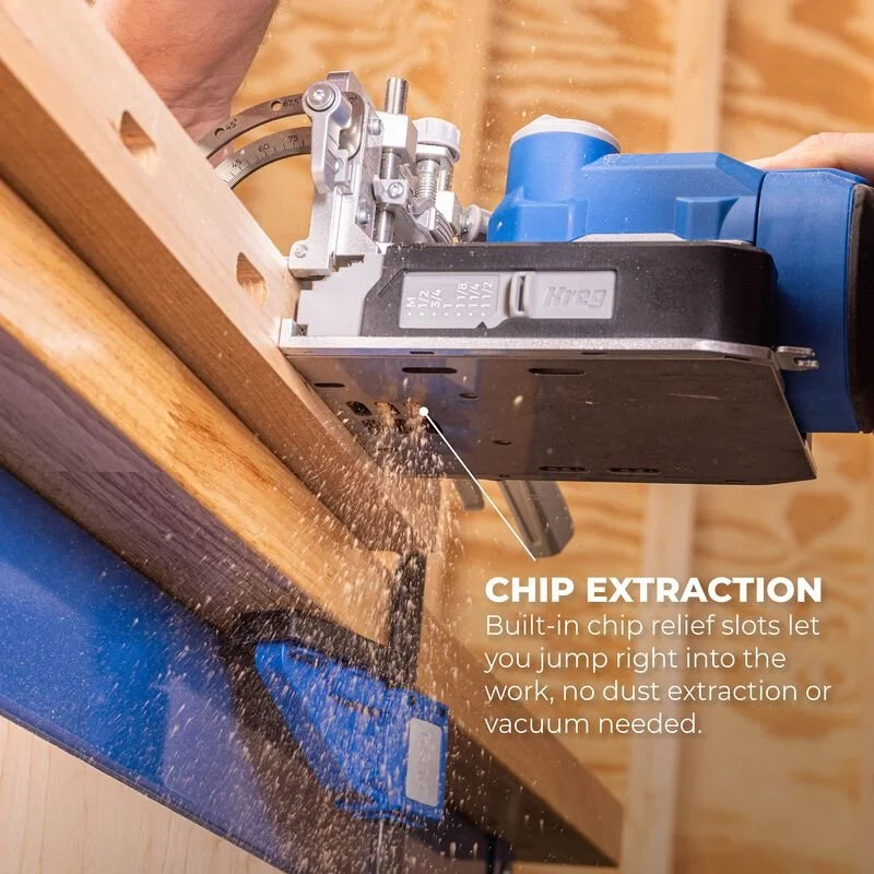 Kreg Edge chip relief slots and dust collection port