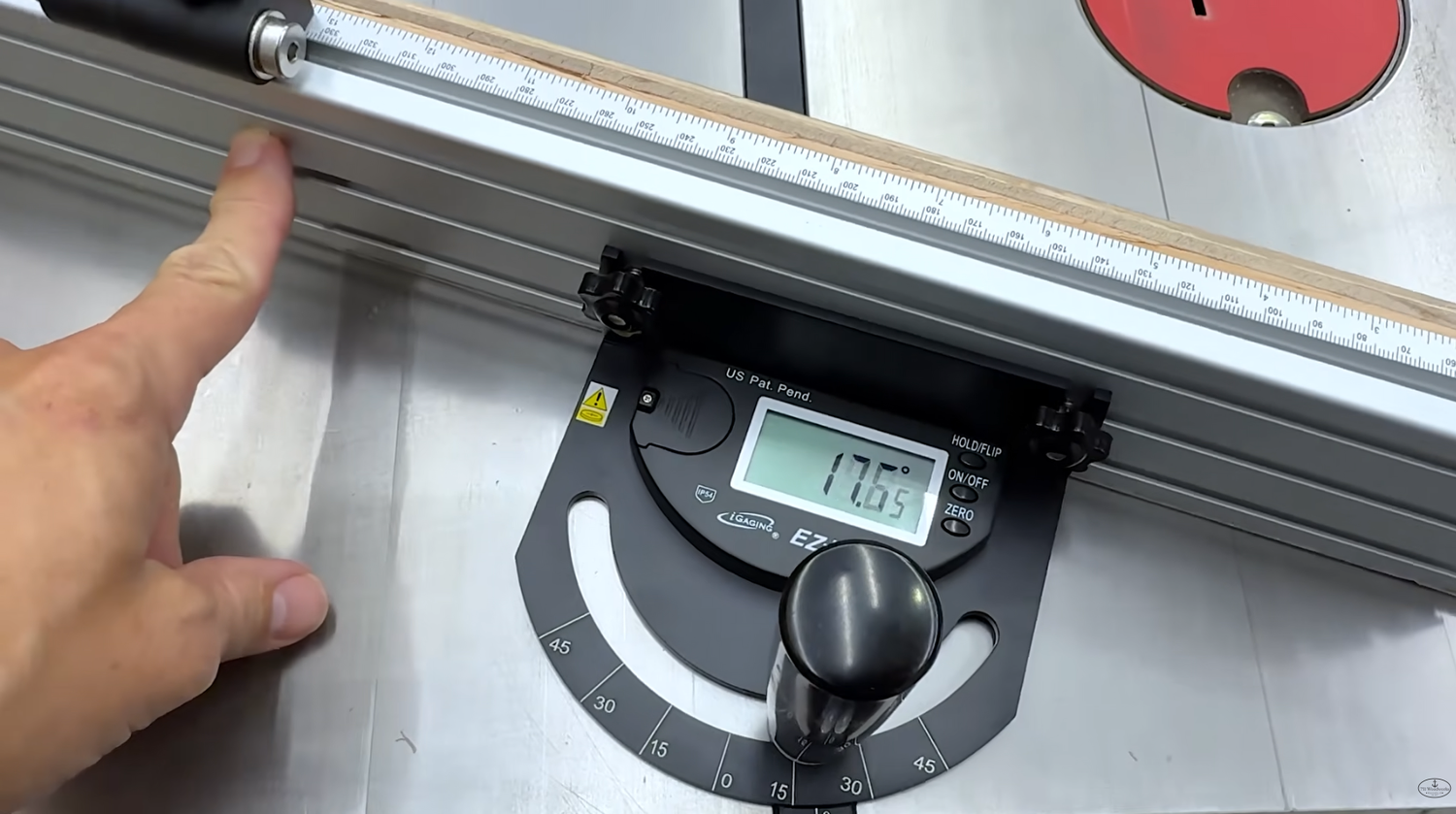 iGaging Digital Miter Gauge digital readout shifting under side pressure during a table saw cut