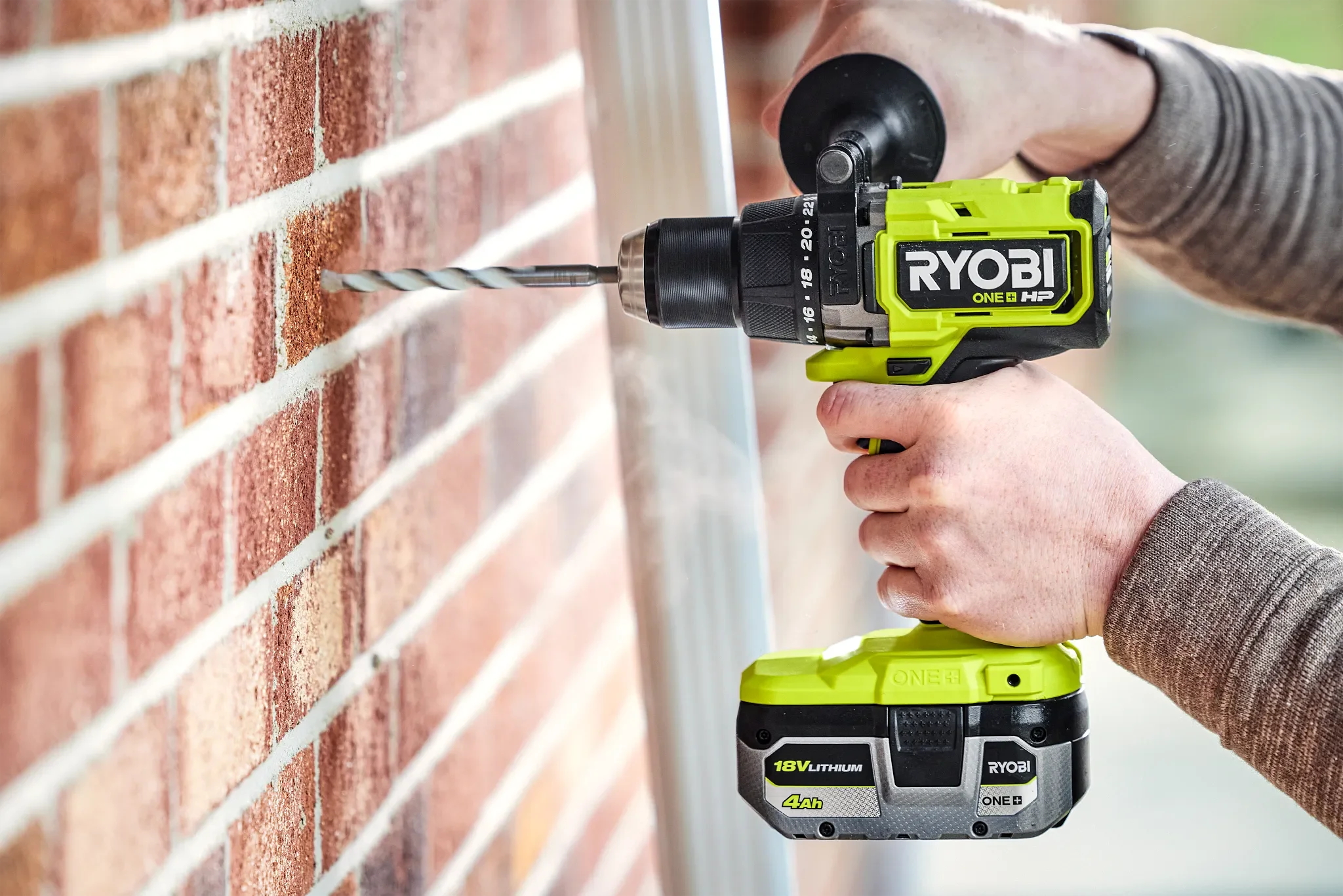 New RYOBI 18V ONE+ Lithium battery installed on a RYOBI cordless drill