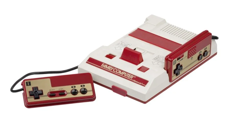 Famicom console with controllers