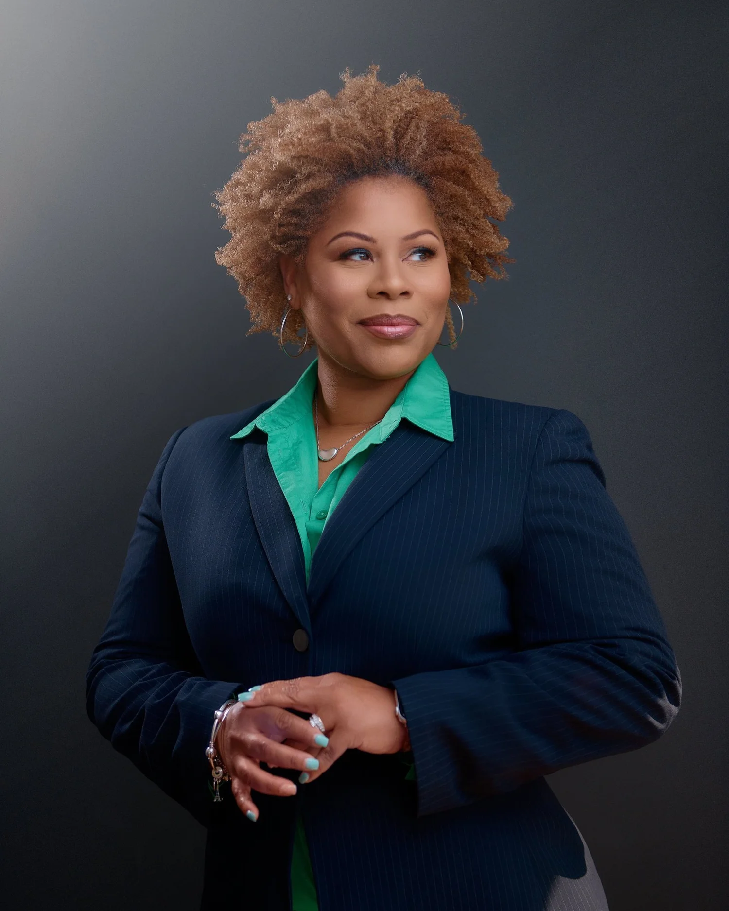 Professional portrait in a navy suit