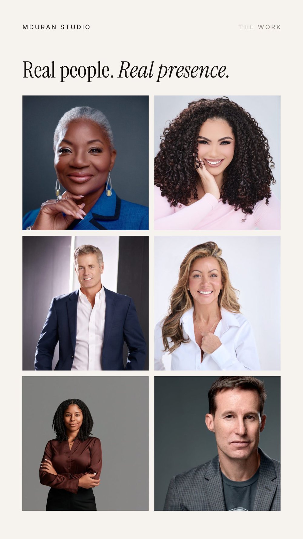 Six professional headshots by MDuran Studio in Providence, RI