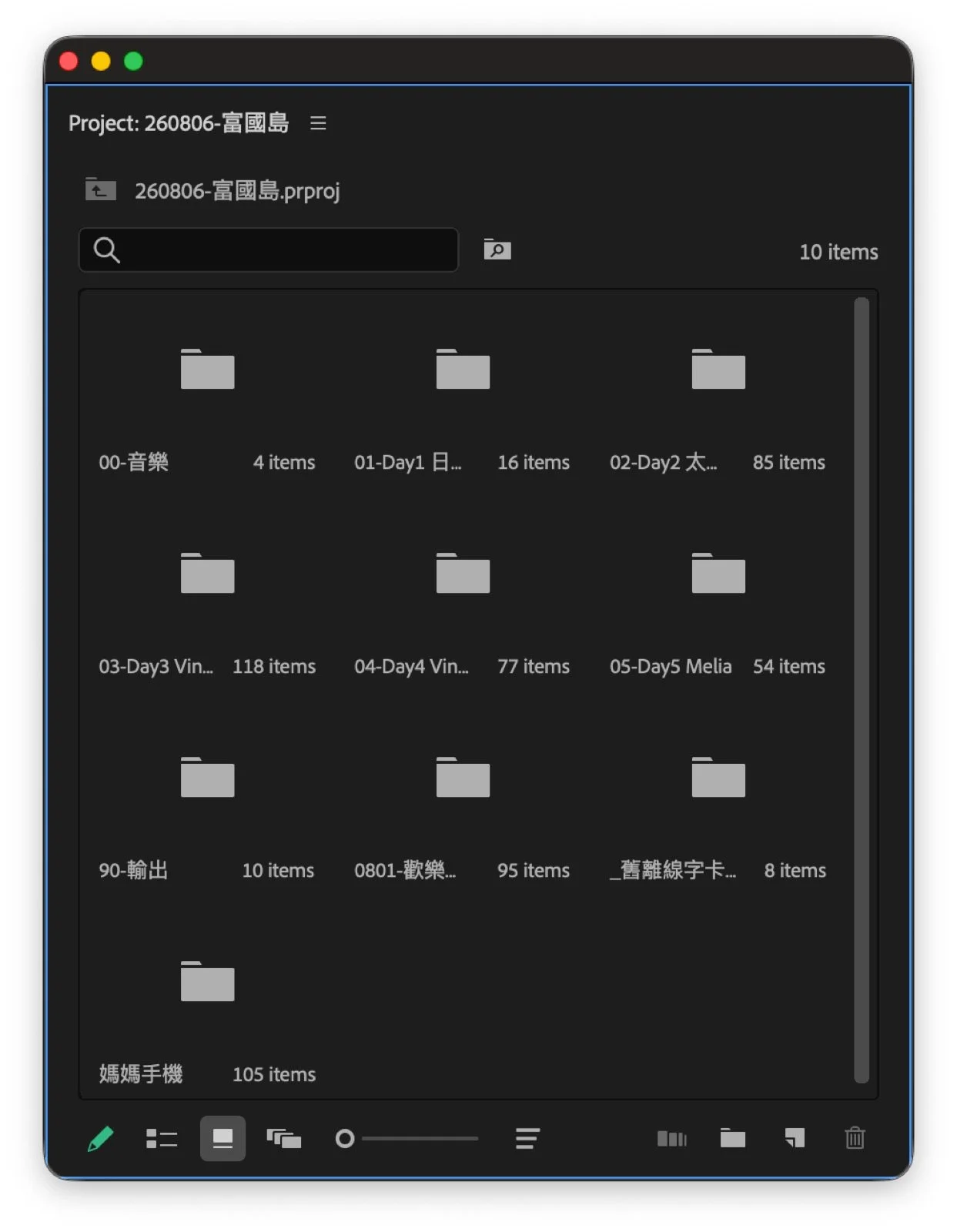 順手把專案的 bin 依照天數與用途分好，這件事我自己手動大概永遠不會做。