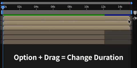在 After Effects 按住 Option 拖拉 precomp 圖層邊緣，只會改 Time Stretch