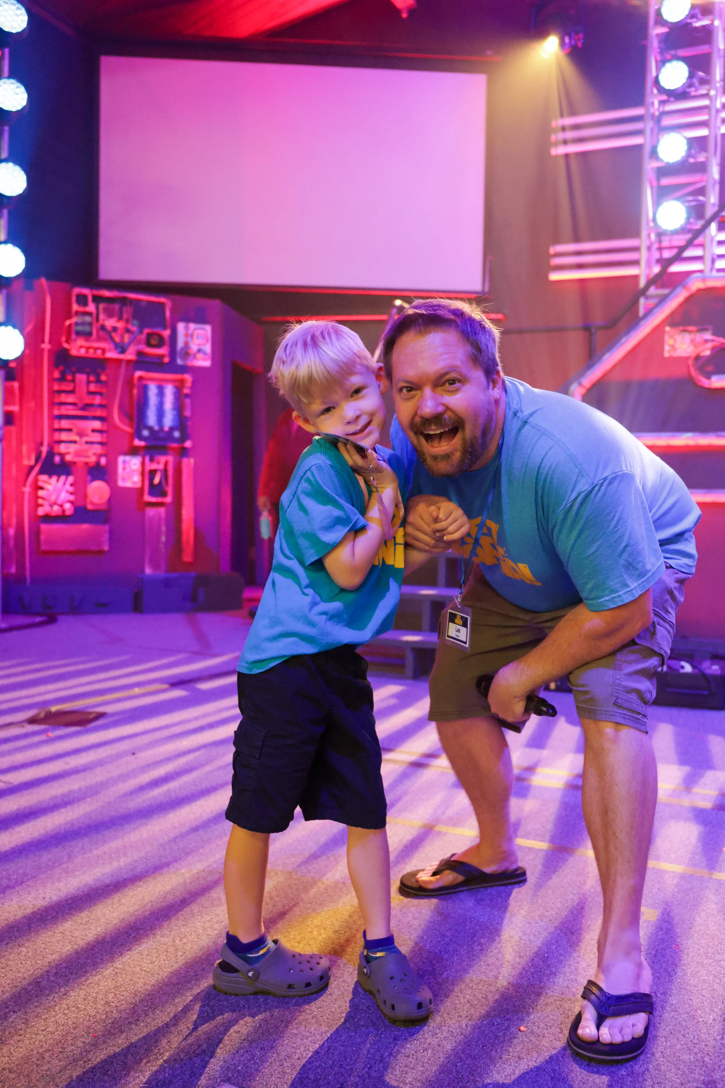 A dad and his son in the Rez Kidz space