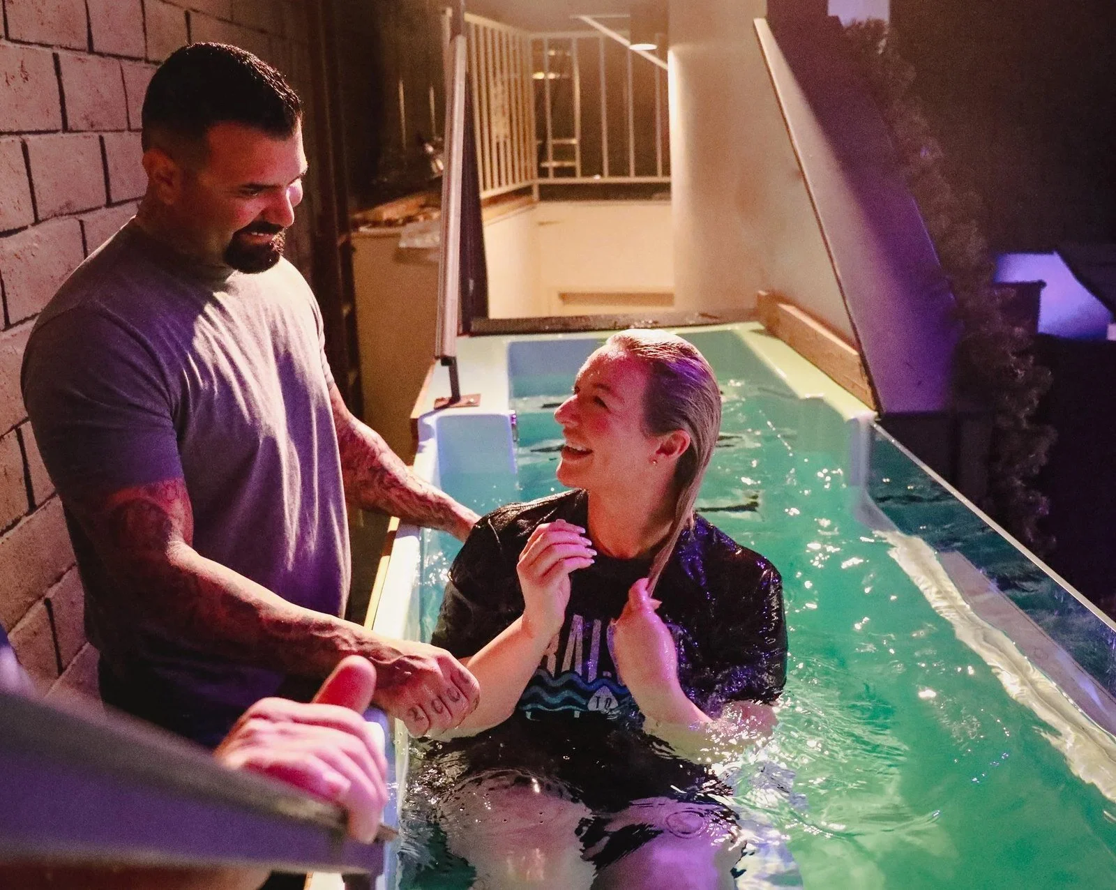 A baptism at Rez Church