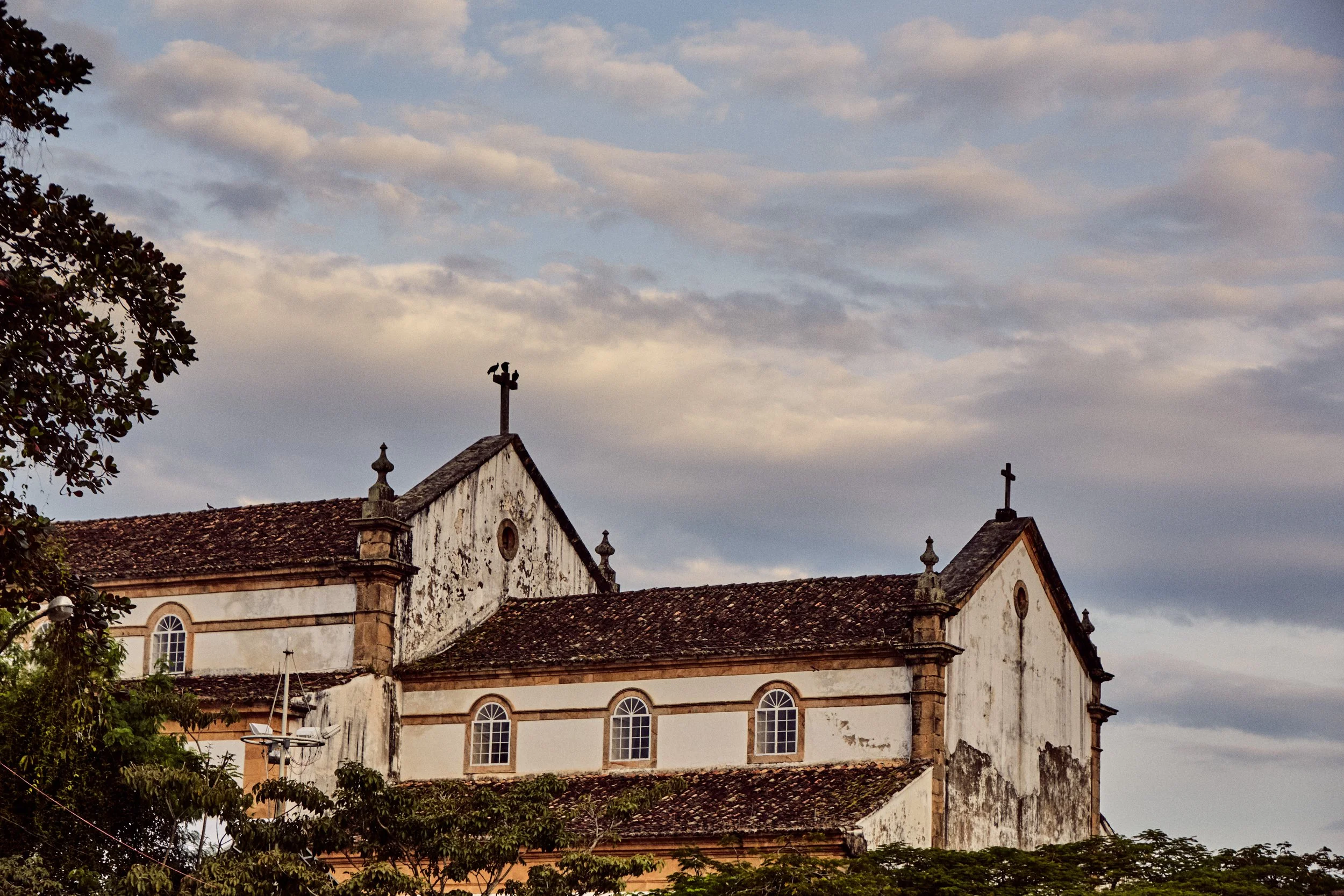 Old church roof and sky in Paraty