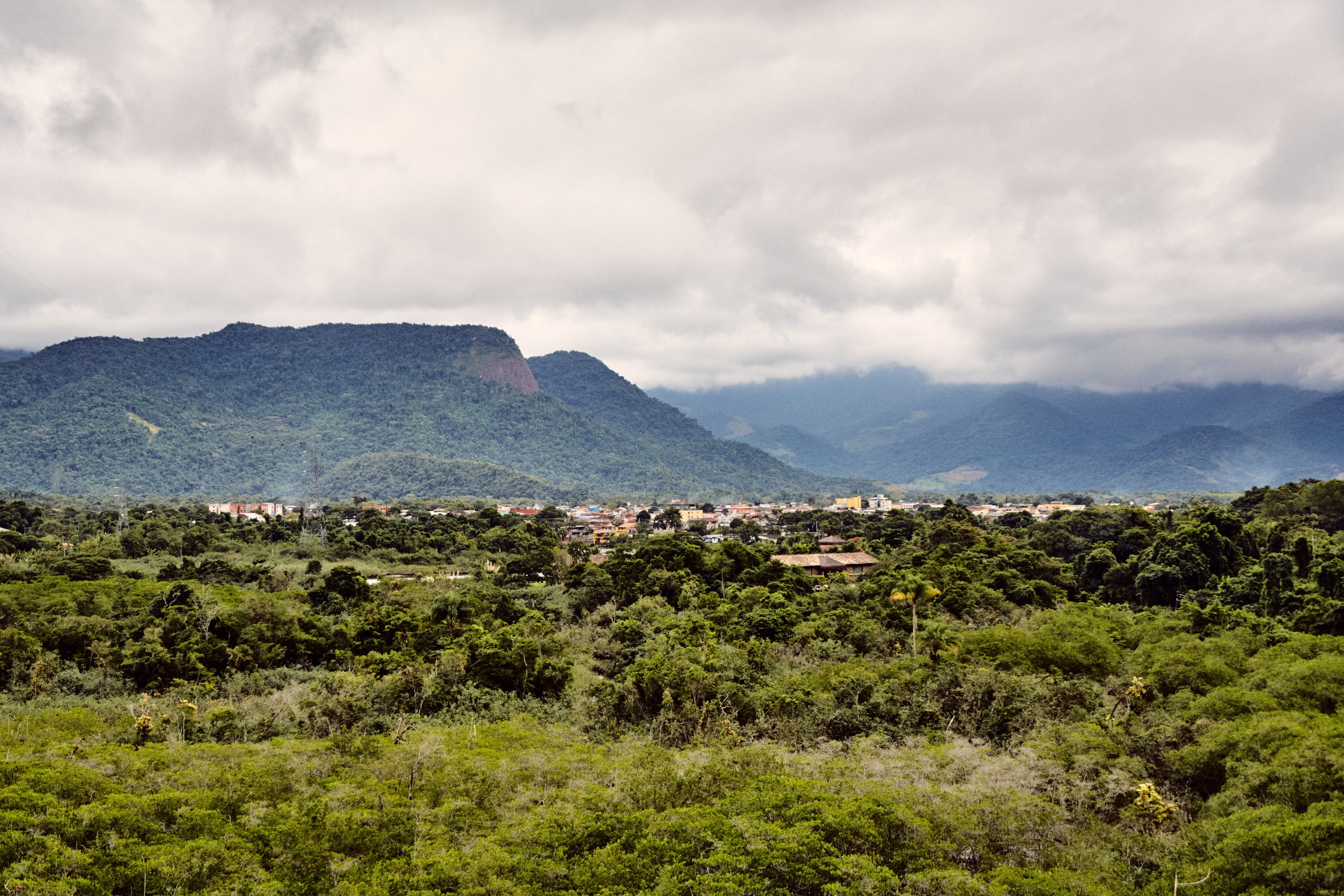 Green mountain and forest landscape behind Paraty